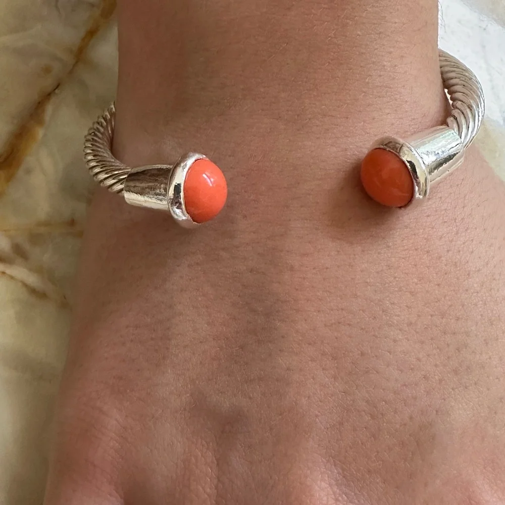 Elegant 925 sterling Silver Coral Women's Bracelet